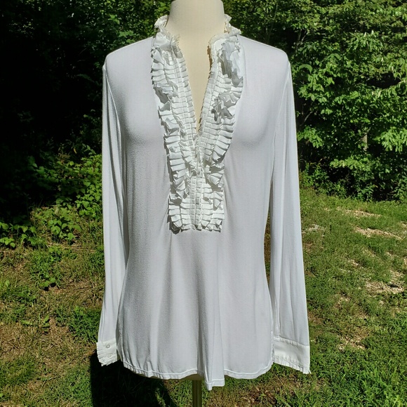 BCBG MAX AZRIA - Ruffle Front Long Sleeve Blouse!! - Picture 2 of 8
